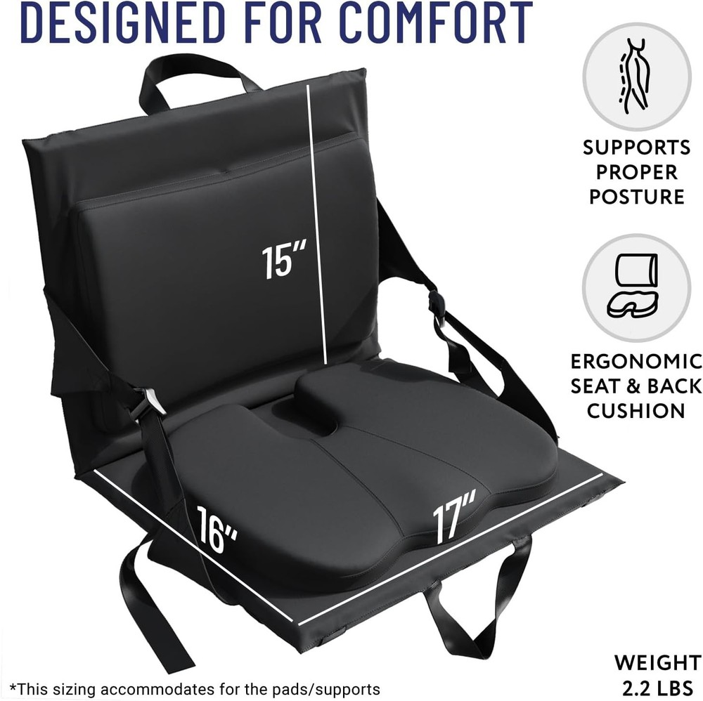 Stadium Seats with Back Support - Adjustable Memory Foam Bleacher Chairs with...