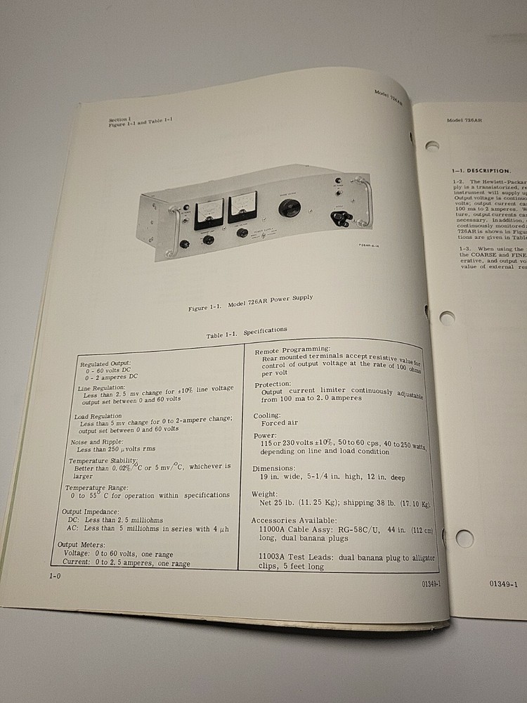 HP 726AR ~ Power Supply Operating & Service Manual