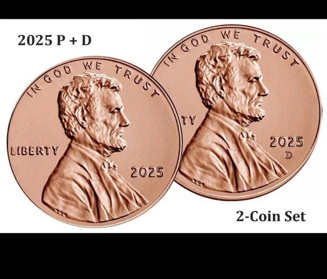 2025 P&D Lincoln Shield Cent Uncirculated US Mint 2 Coin Set! !!!!