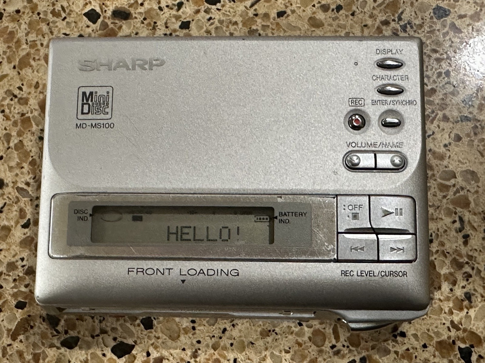 Sharp MD-MS100 Portable MiniDisc MD Recorder - Tested Working - US Seller