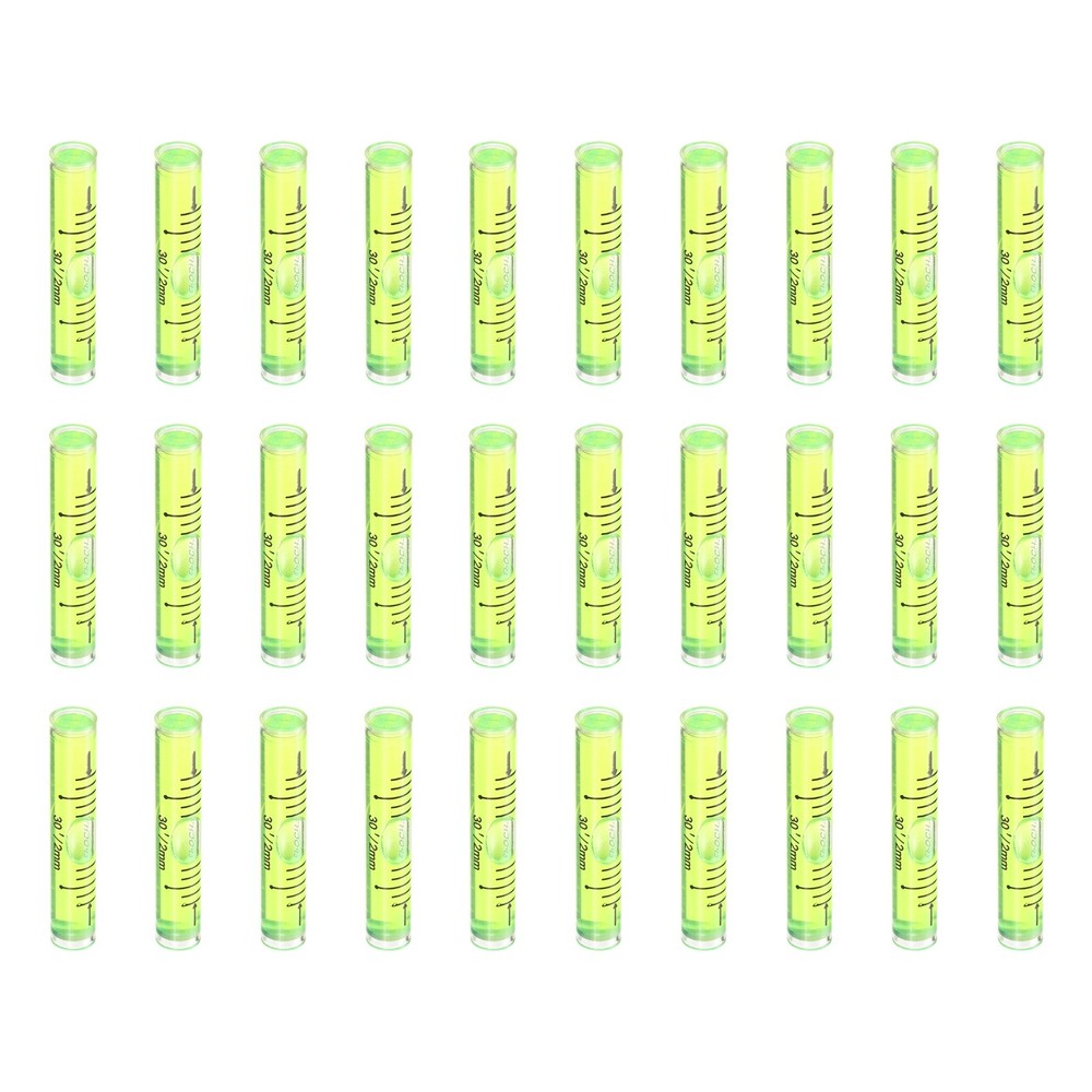 30pcs 50x9mm Small Cylindrical Bubble Level Vials Levels Measuring Tools