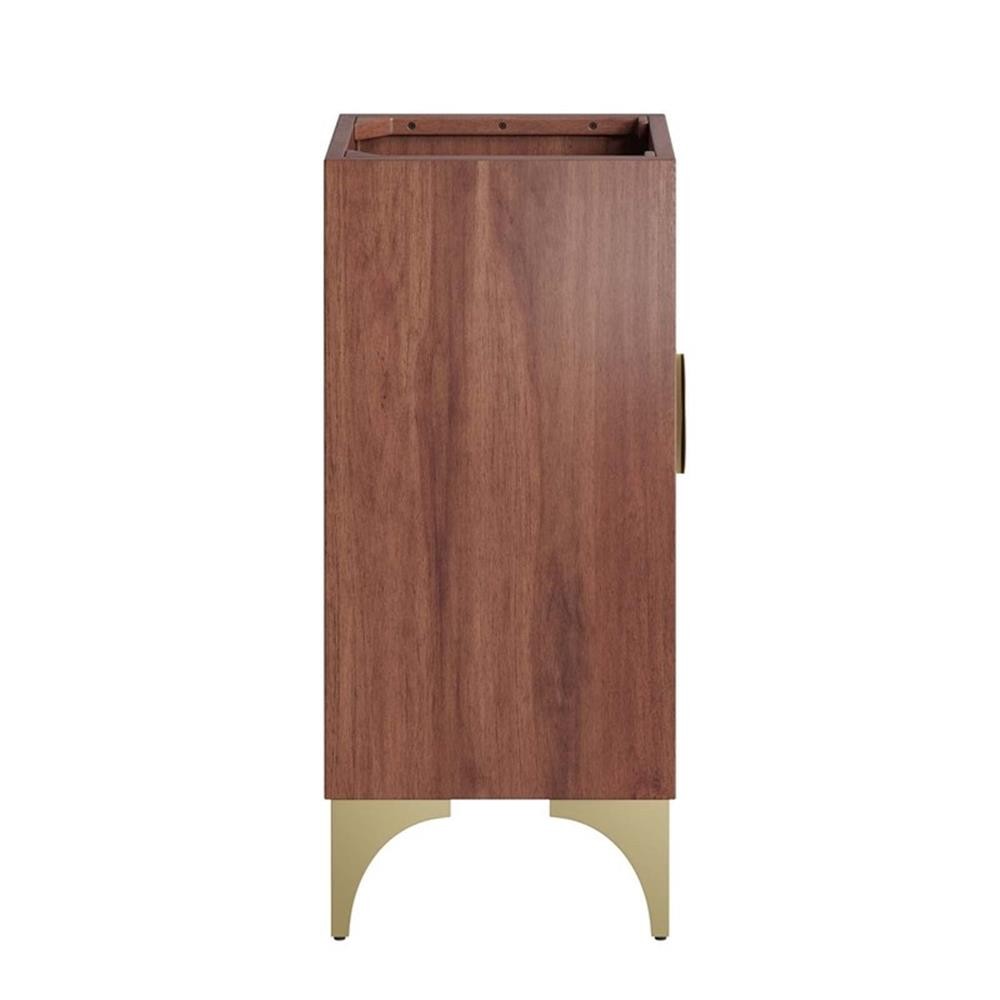 Pemberly Row 18" Solid Mango Wood Bathroom Vanity Cabinet in Walnut