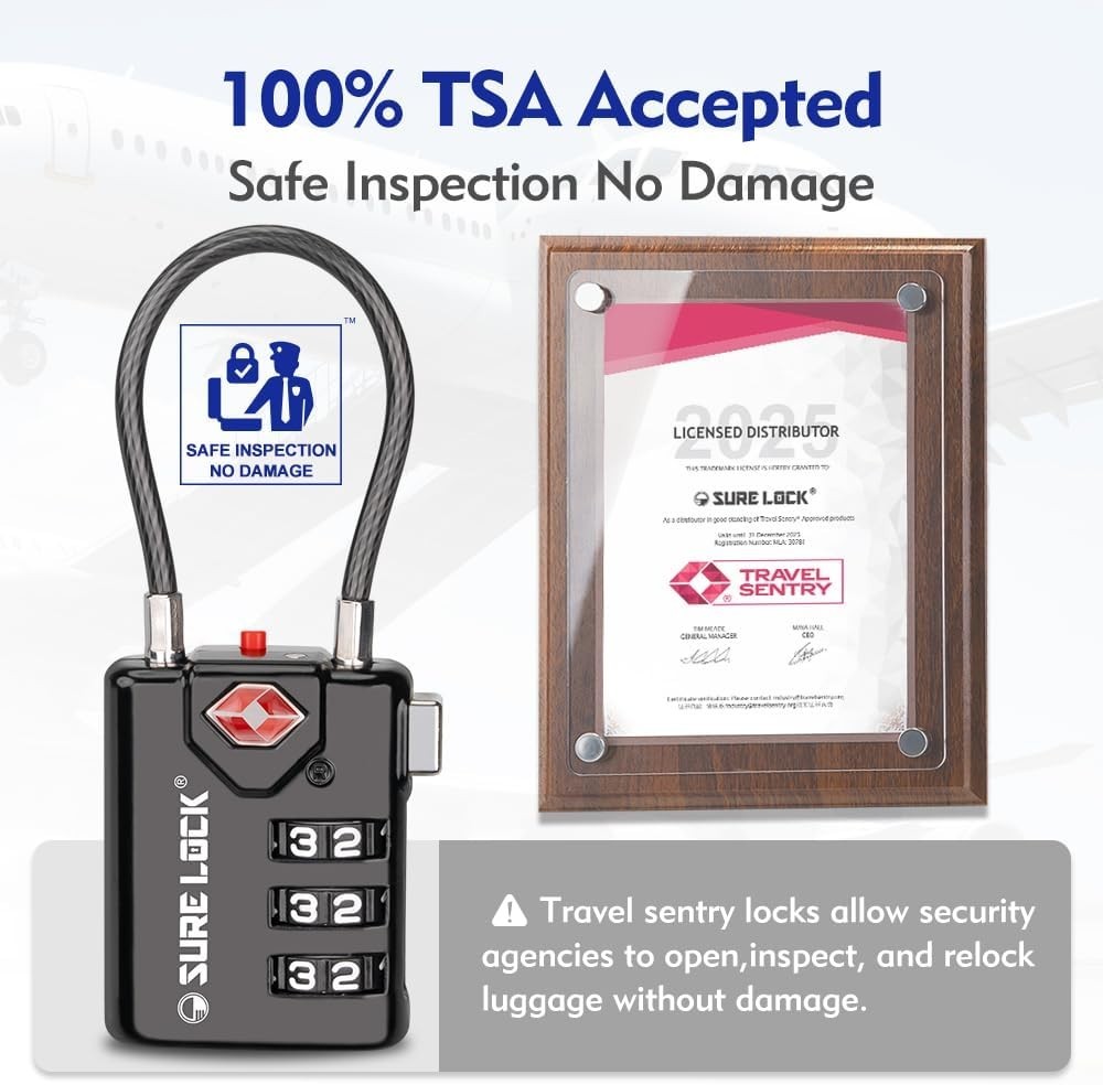 TSA Compatible Travel Luggage Locks, Inspection Indicator, Easy Read Dials - ...
