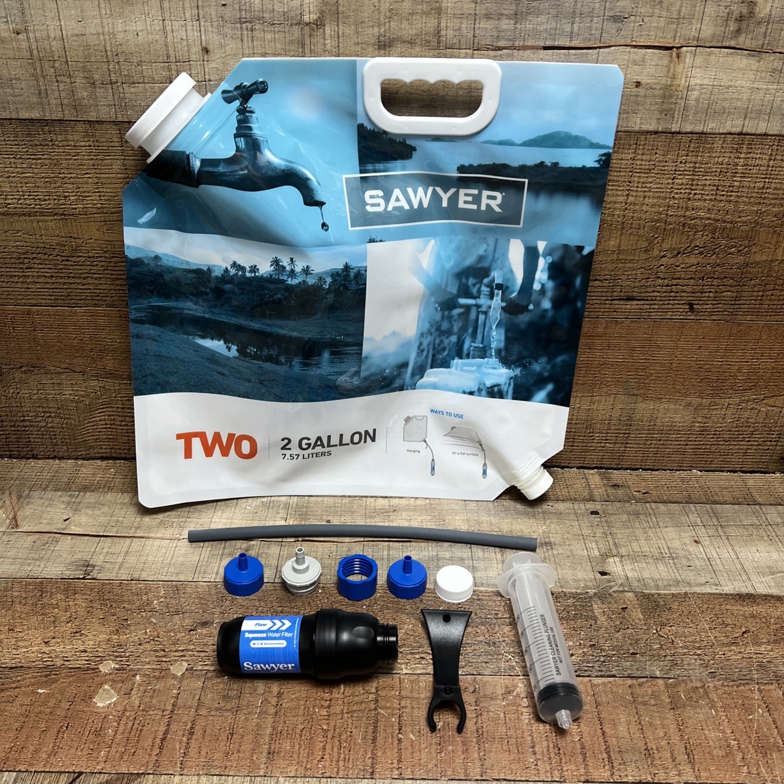 Sawyer 2 Gallon Gravity Water Filtration System Camping Emergency Kit