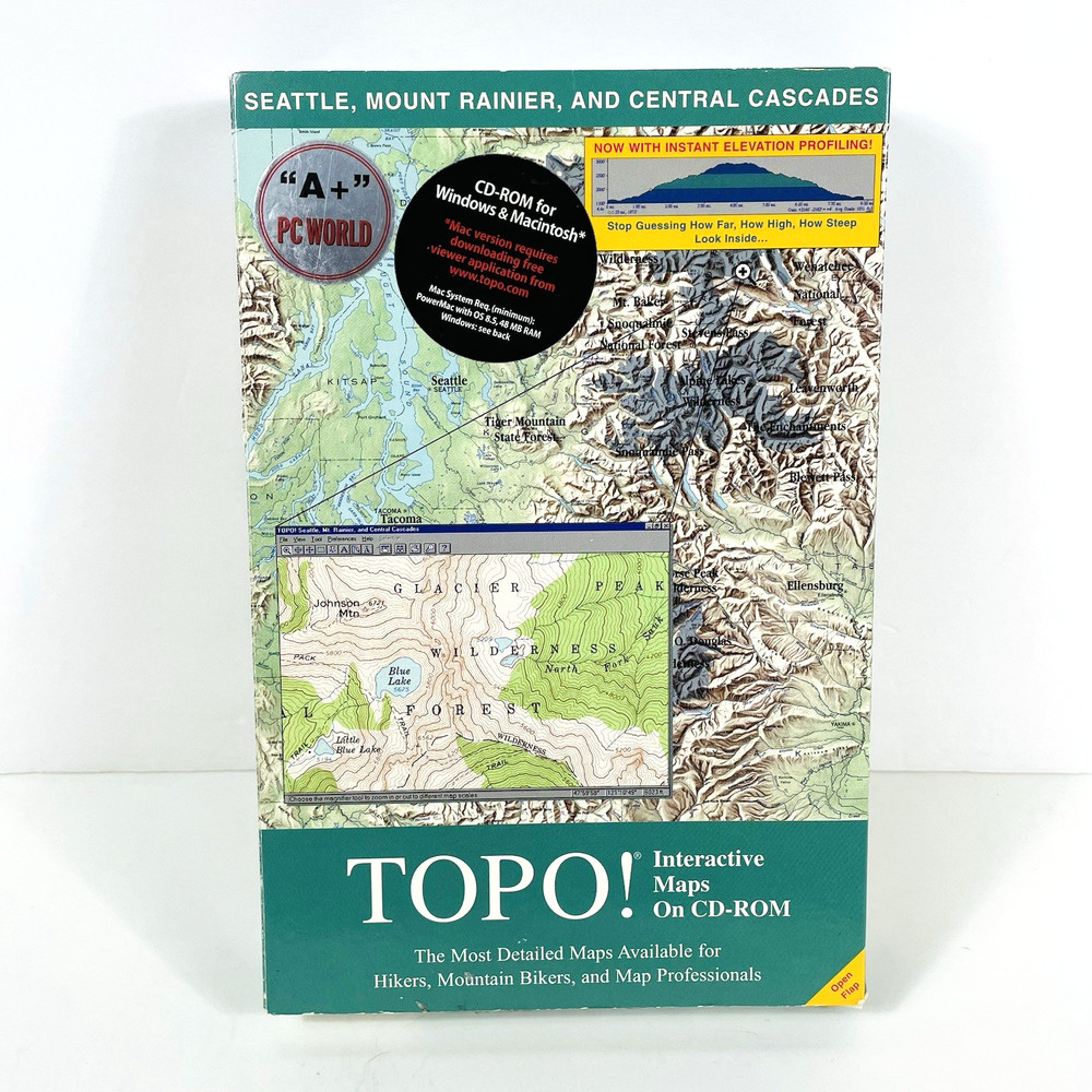 Topo Interactive Maps on CD-ROM Seattle Mount Rainier and Central Cascades