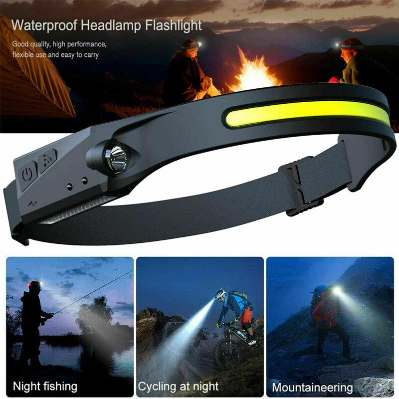 Waterproof COB Headlamp Night Buddy LED Motion Sensor Head Torch Headlight