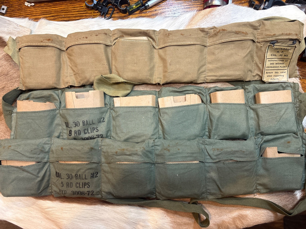 3 US ARMY BANDOLIERS w CARDBOARD INSERTS