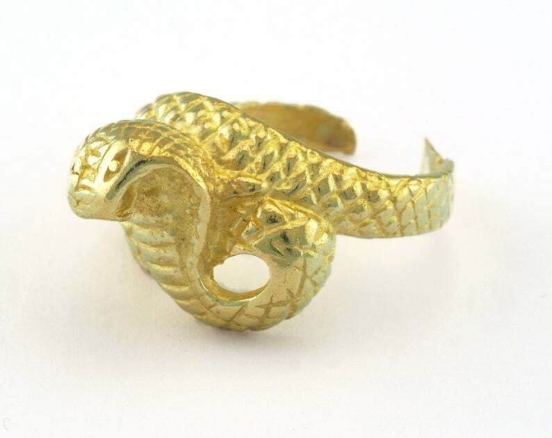 Cobra Ring Snake Adjustable Ring Raw brass (18mm 8US inner size) 3243