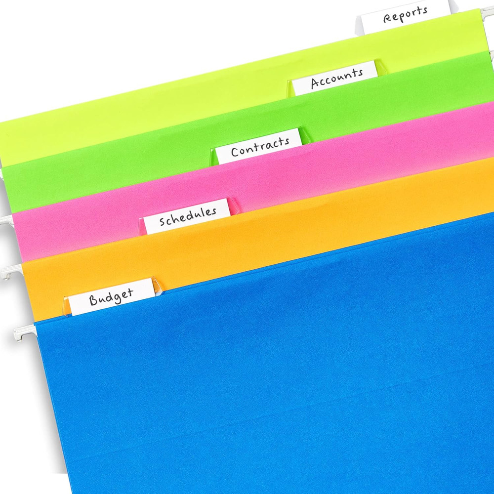 Hanging File Folder Tabs and Inserts, 1/5 Cut, Clear, 20 File Folder Tabs and In