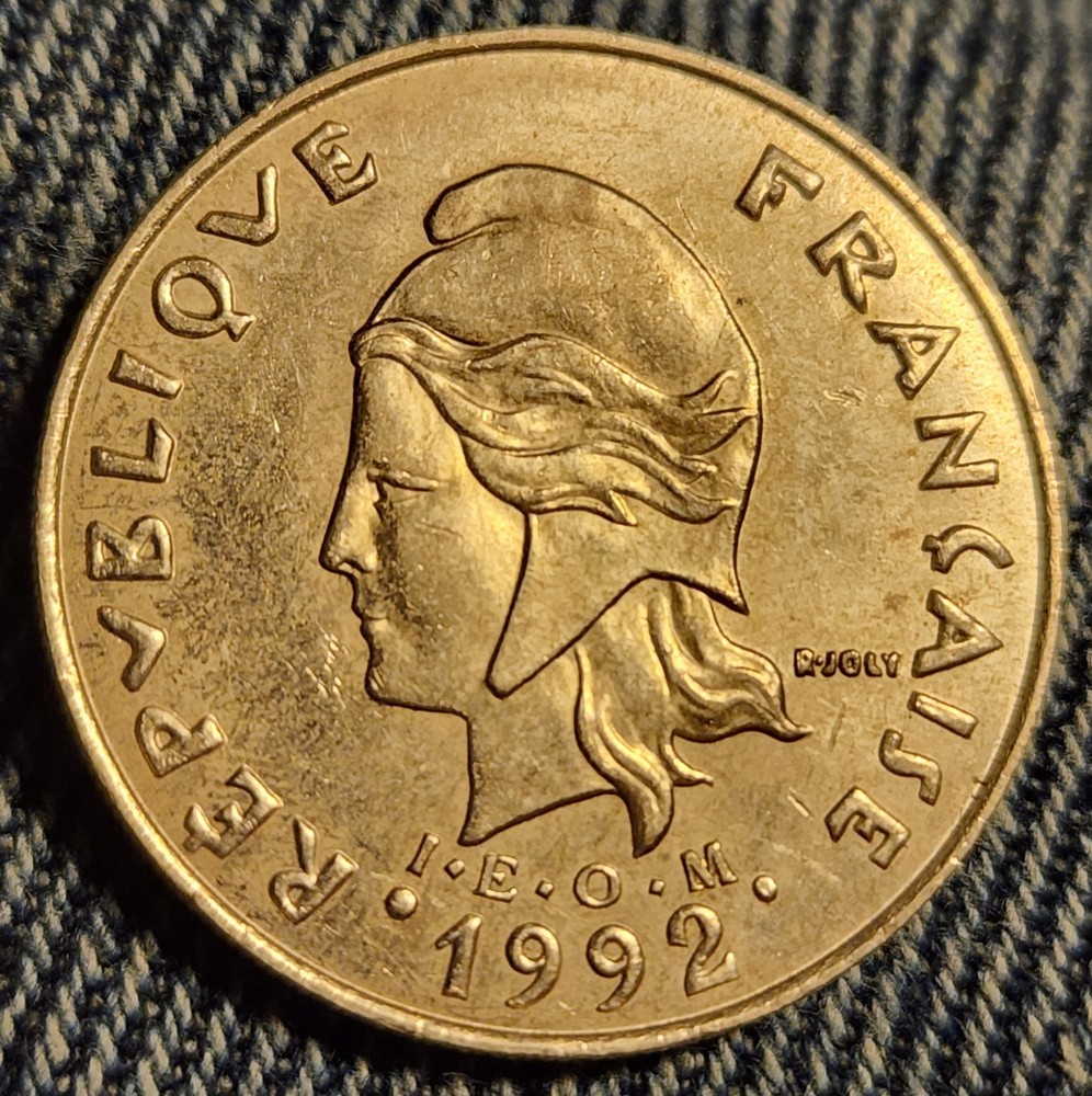 1992 French Polynesia 20 Francs Coin