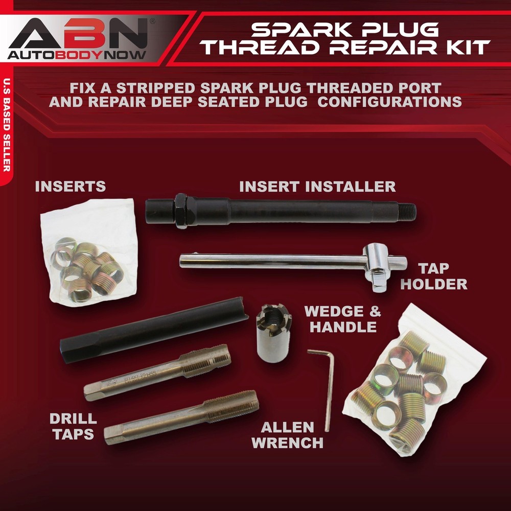 ABN Spark Plug Thread Repair Rethreading Set, 14mm Metric – Rethreading Tool ...