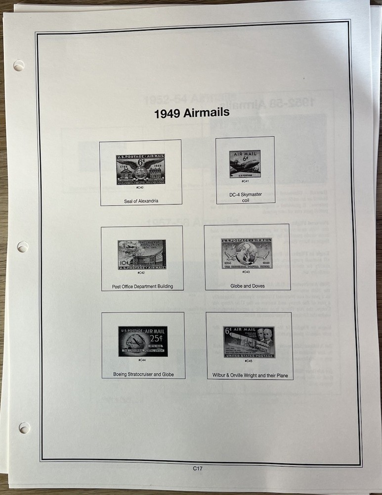 Mystic Heritage Collection - Airmail Stamp Section - Unused Album Inserts Pages