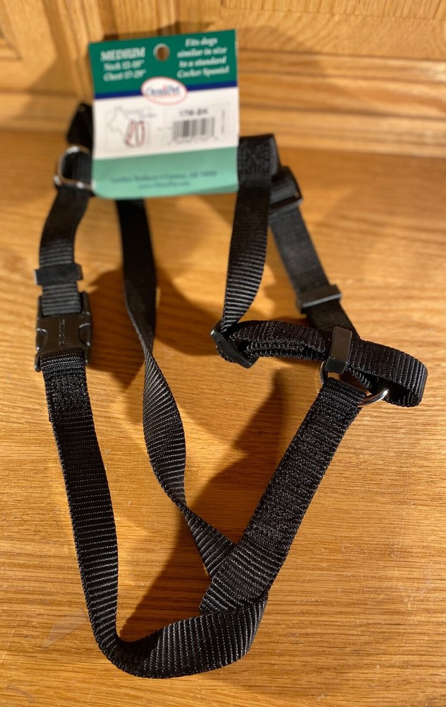 New! OMNIPET Adjustable Pet Harness Black Size Medium Easy On Easy Off