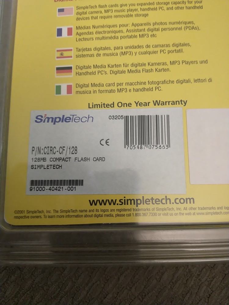 Digital Media Simple Tech Compact Flash Memory Card (128MB)