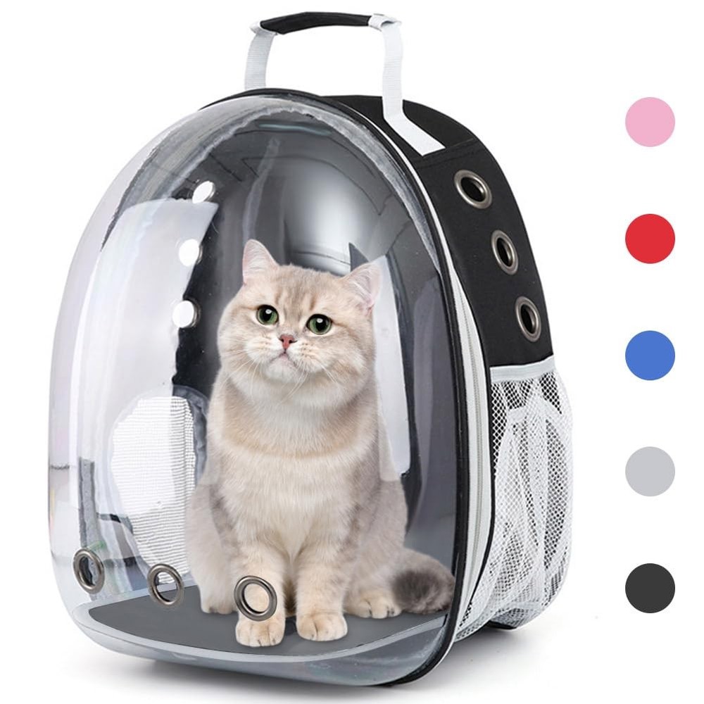 Pet Backpack Carrier with Harness Backpack with Bubble Clear Front for Cats, ...