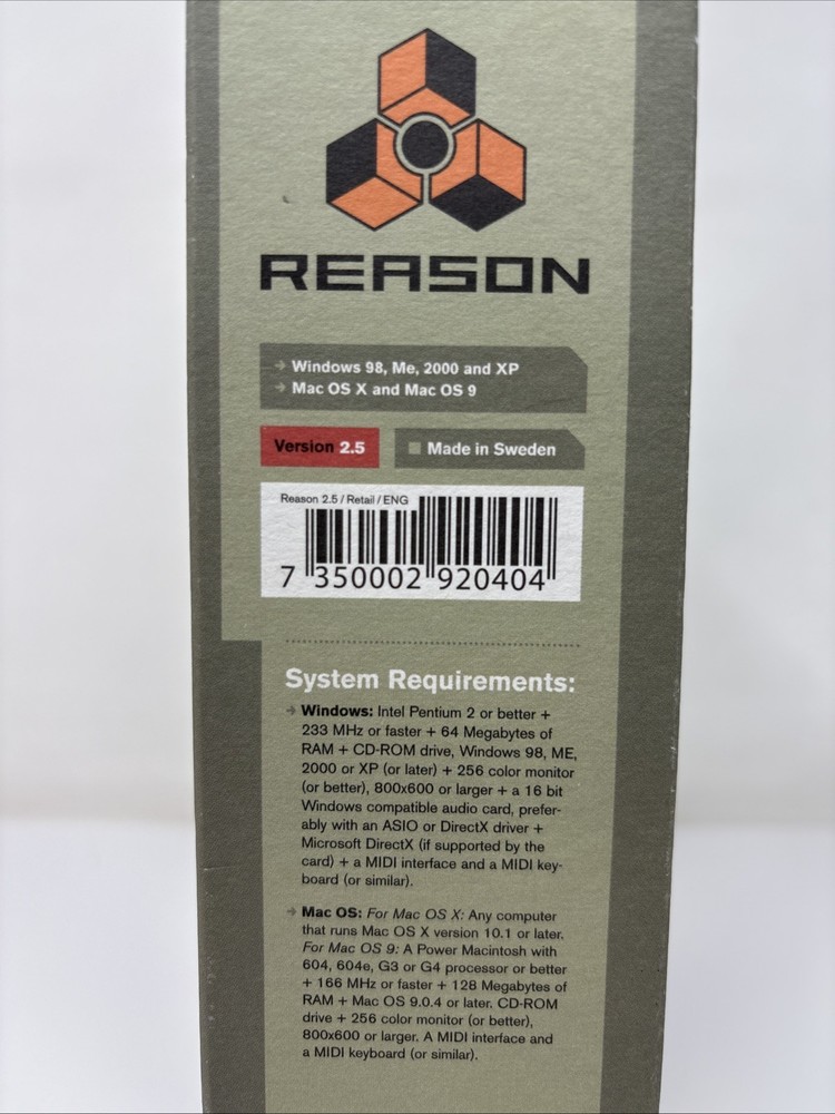 ⭐ Propellerhead Reason 2.5 Stand-Alone Music Station Software COMPLETE IN BOX ⭐