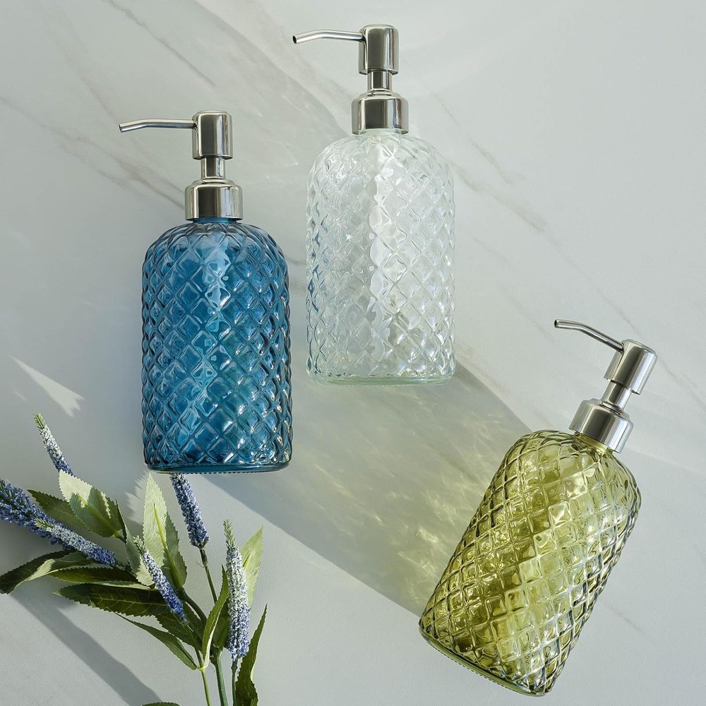 JASAI 18Oz Tea Green Soap Dispenser with Rust Proof Pump, Refillable
