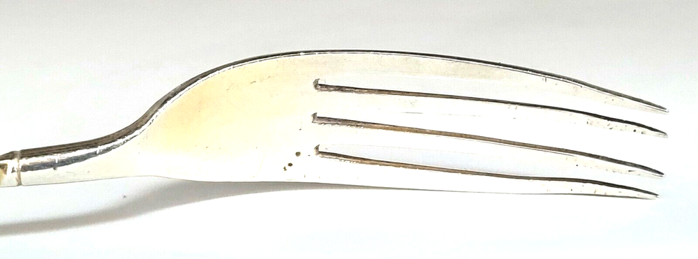Russian Silver Etched Fork & Spoon Spiral Handle Gold Wash