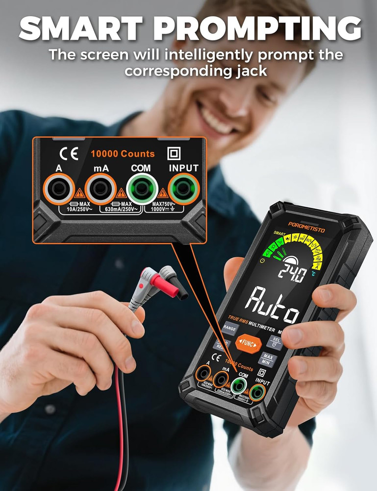 Digital Multimeter Tester 10000 Counts, Smart Multimeter Rechargeable, Auto-Rang
