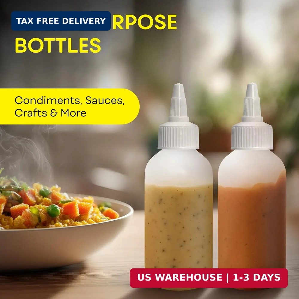 BRIGHTFROM Squeeze Bottles - 4 OZ Empty Plastic Containers for Dressing, Sauces