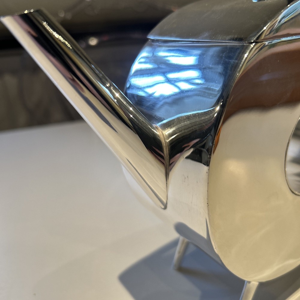 Silver Plated Art Deco Christopher Dresser Style Spherical Shape Teapot Large