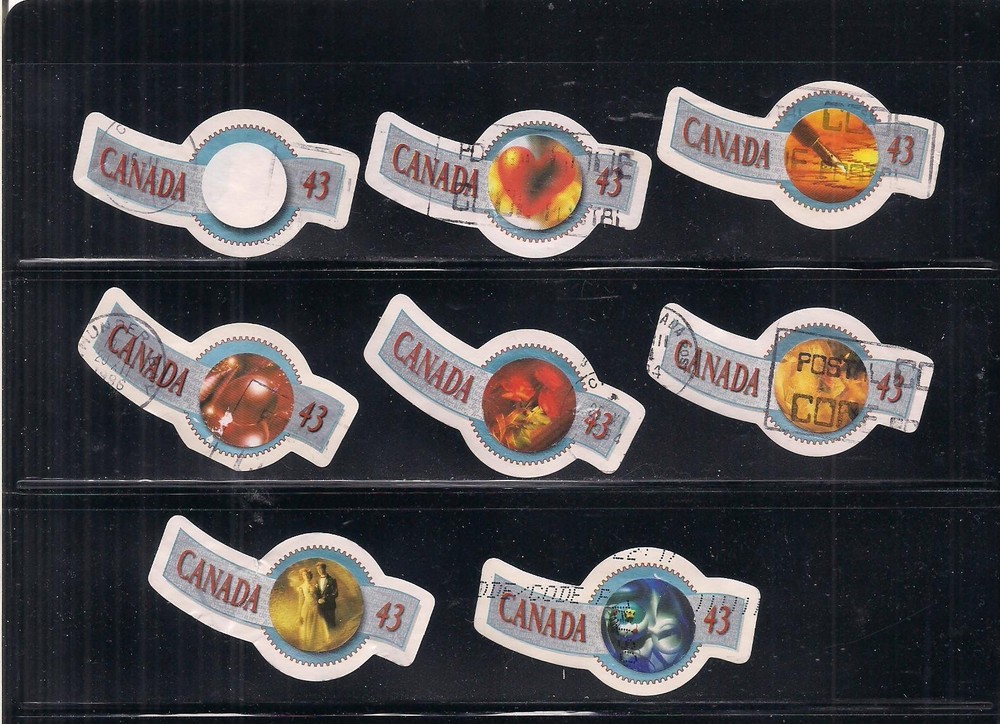 Canada 1507 used 8 differents stickers