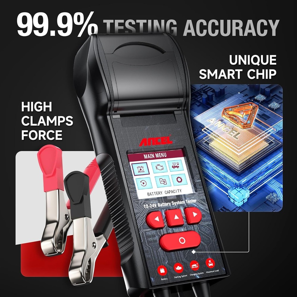 ANCEL BST600 Car Battery Tester Load with Printer 2V/24V 100-2000 CCA Analyzer