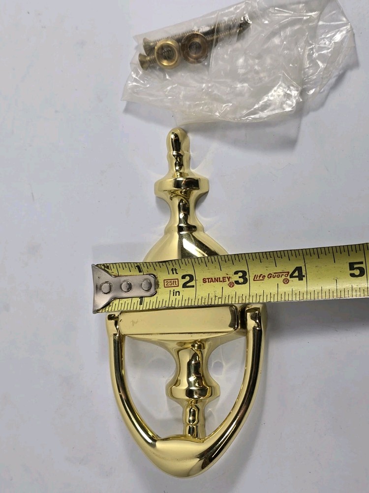Polished Solid Brass Door Knocker 6 1/4" New with Fasteners