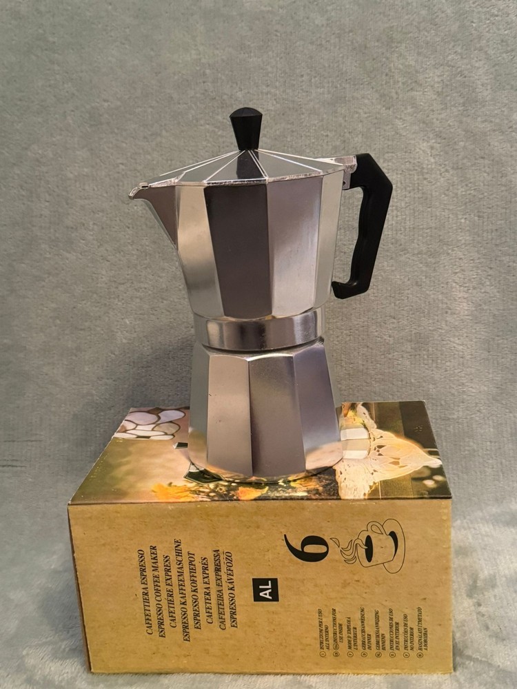 espresso machine coffee 6 cups silver