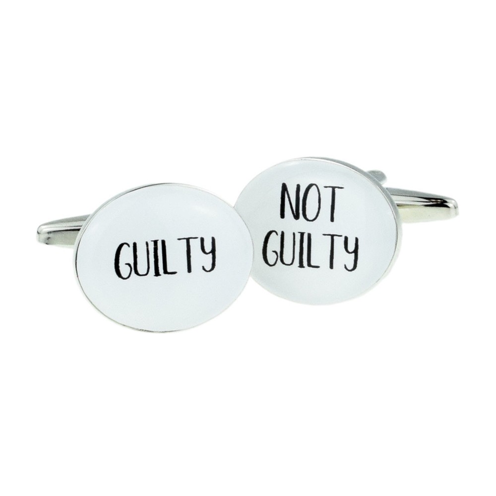Guilty Not Guilty Oval Cufflinks in a Cufflink Box X2BOCO067