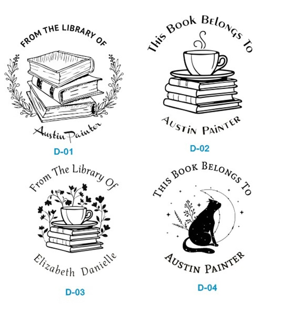 Custom Book Hand Held Embosser | Coffee Cup on a Book Stack Custom Embosser