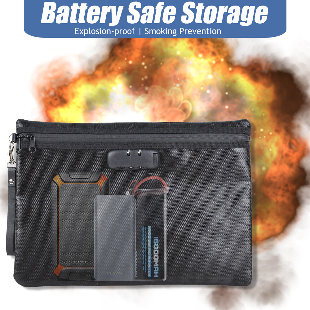 Fireproof Document Money Bag with Lock Waterproof Envelope Safe Pouch Storage