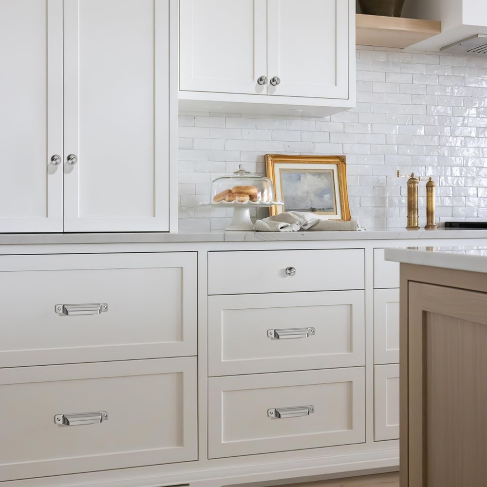 10 Pack 1 Inch 25mm Diameter Round Brushed Nickel Cabinet Solid knobs，Cabinet...