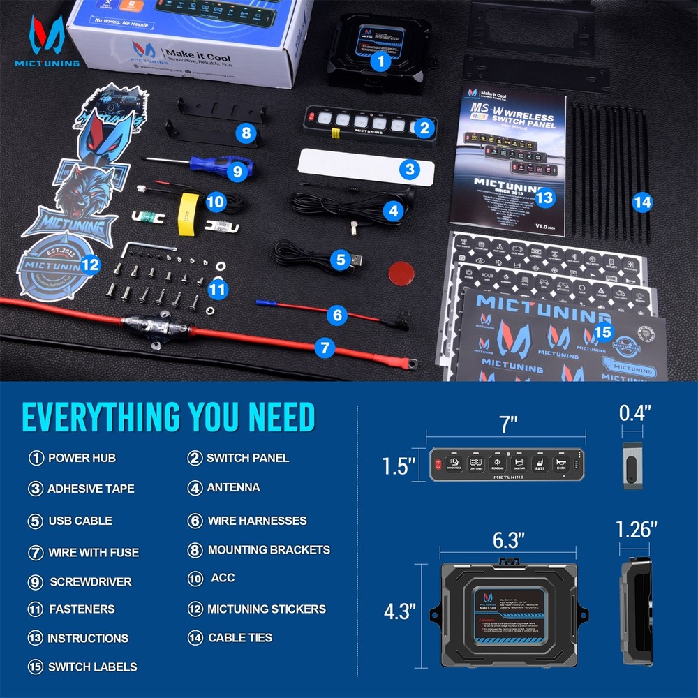 MS-Wireless 197FT RGB Switch Panel Toggle Momentary Circuit Relay Control System