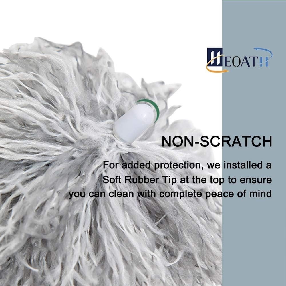 30-100in Gray Microfiber Feather Duster with Bendable Head for Safe Cleaning