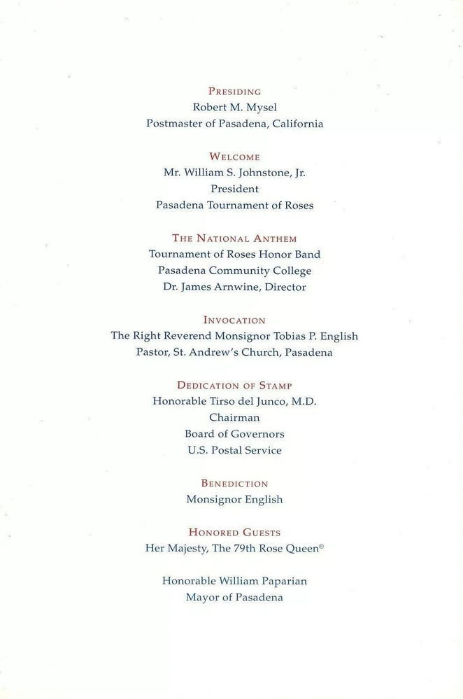 YELLOW ROSE PASAdena 1996 FIRST DAY CEREMONY FOLDER #3049