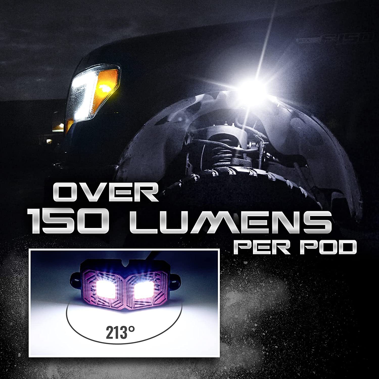 4Pods LED White Rock Light w/ 8 Magnet Offroad Truck Car Underglow OPT7 Photon
