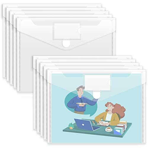 Pack Plastic Envelopes File Folders, Clear Folder for Document US Letter A4 10