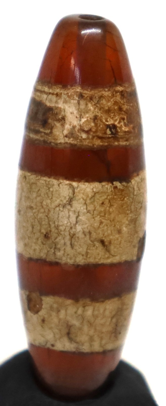 Rare Ancient Himalayan Tibetan Phum Dzi Amulet Etched Agate two stripes Amulet