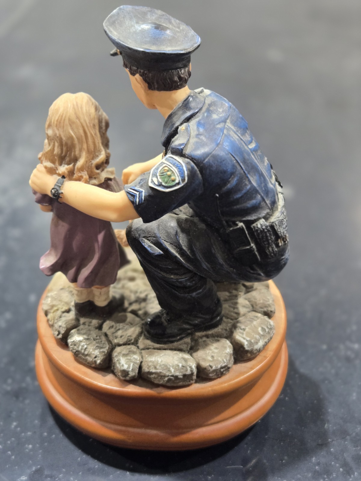 1999 Blue Hats of Bravery Teddy's Rescue Figurine Police Uniform Music Box Works