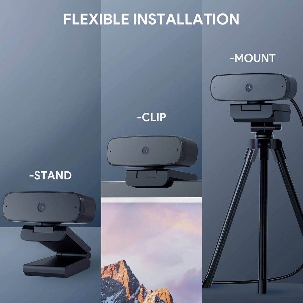 Full HD Plug & Play 1080P Autofocus Webcam Web Camera w/ Microphones for PC Mac