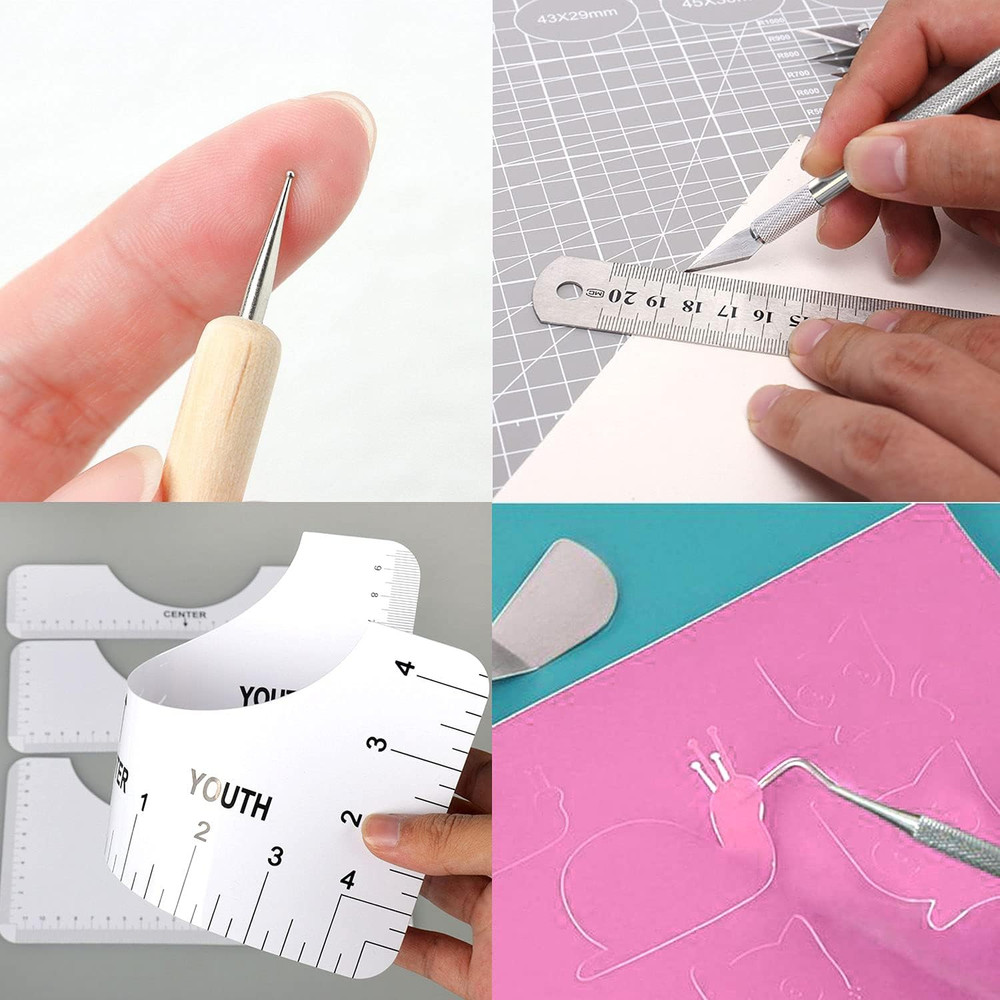 32Pack Vinyl Weeding Tools with T-Shirt Alignment Ruler Kit, Weeding Tools for V