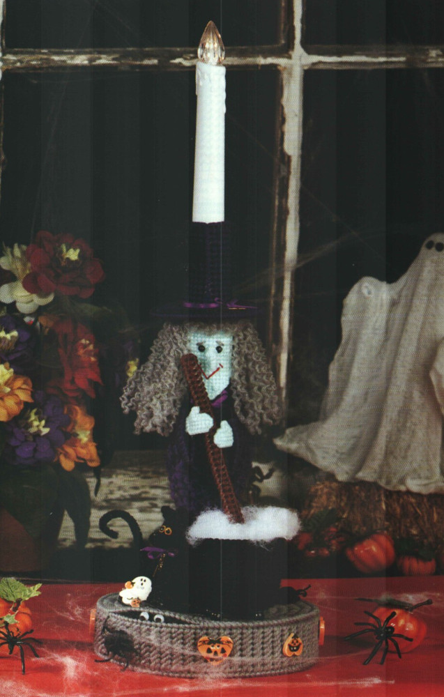 WITCH'S BREW CENTERPIECE HALLOWEEN PLASTIC CANVAS PATTERN INSTRUCTIONS