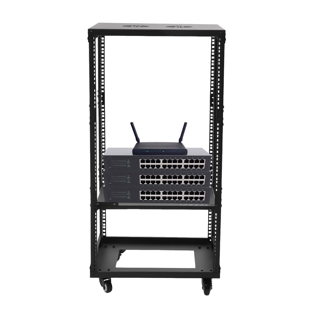 18U 18.5" 4 Post Open Frame Network Server Rack Adjustable Partition 0-31.5''