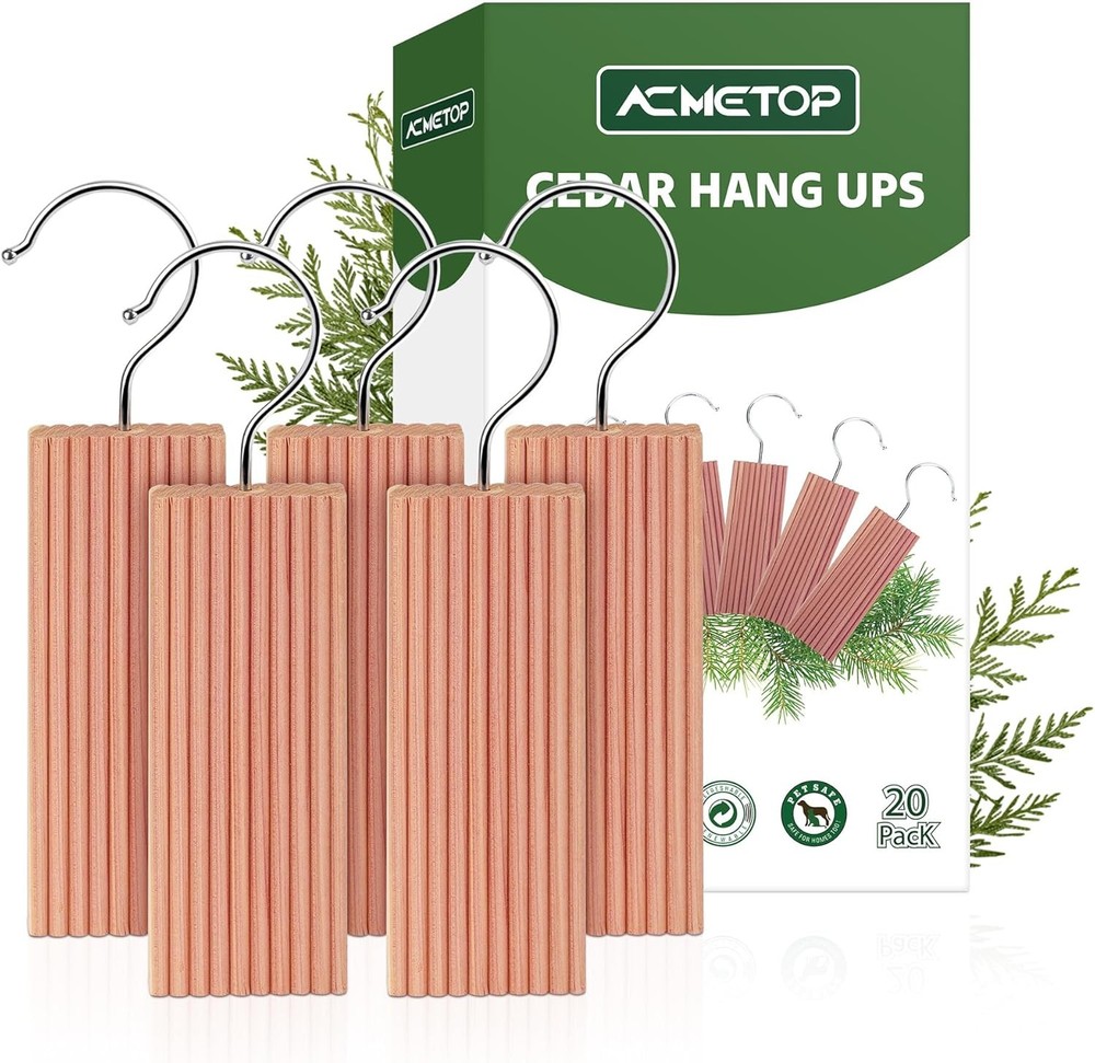 20 Pack Cedar Hang Ups,100% Natural Rectangular Cedar Blocks Clothes Storage