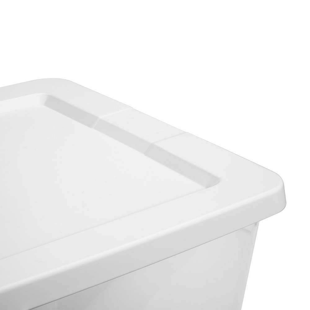 58 Quart Medium Storage Bin Clear Plastic Storage Container W/ Snap-On Lid White