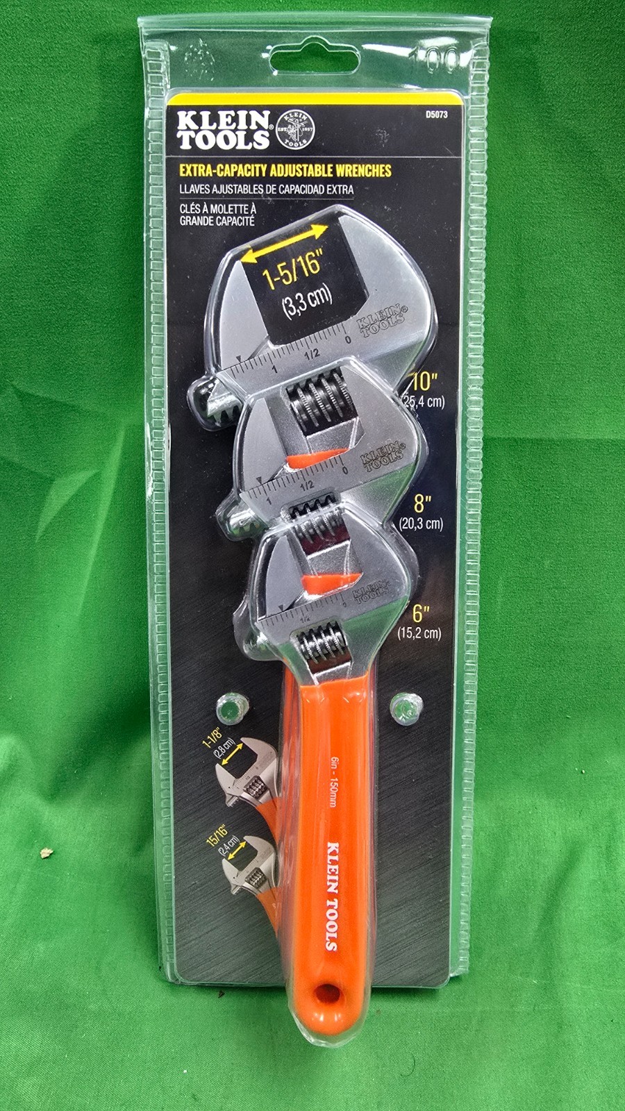 Klein Tools D5073 Extra-Capacity Adjustable Wrenches, 3 Pieces NEW (D5)