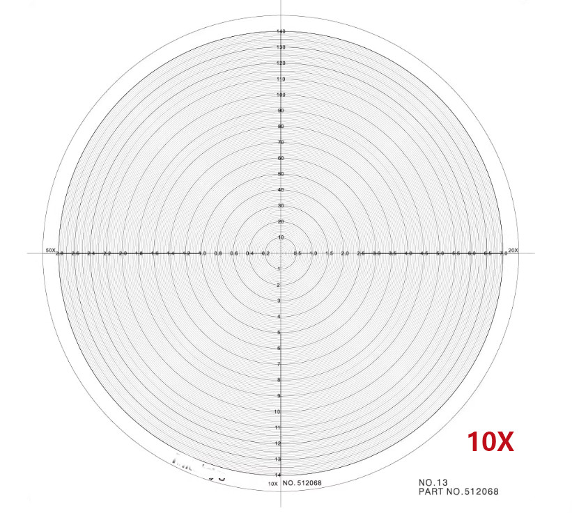 Optical Comparator Chart For Profile Projector Overlay Chart 512068 10X