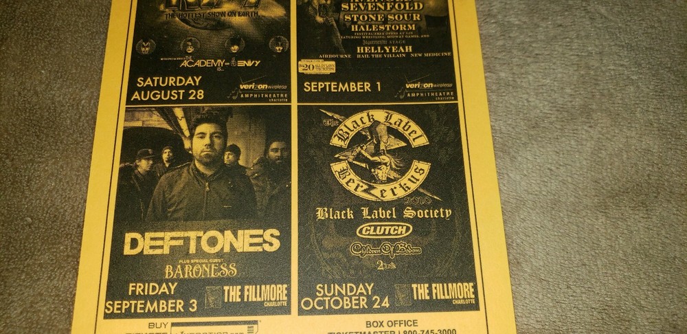 multi show orange hand flyer charlotte nc KISS/ DEFTONES/DISTURBED