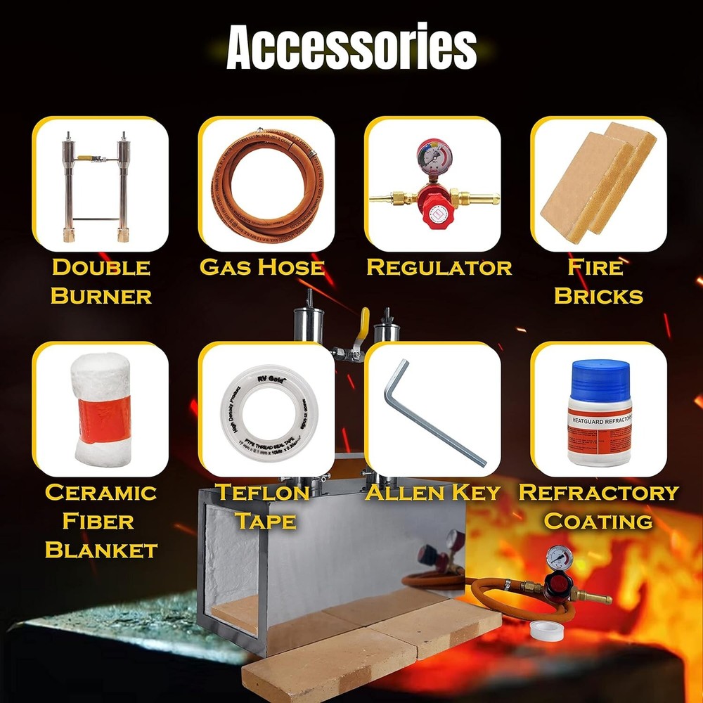 Double Burner Blacksmithing Propane Forge Starter Kit-Knife Making Farrier Forge
